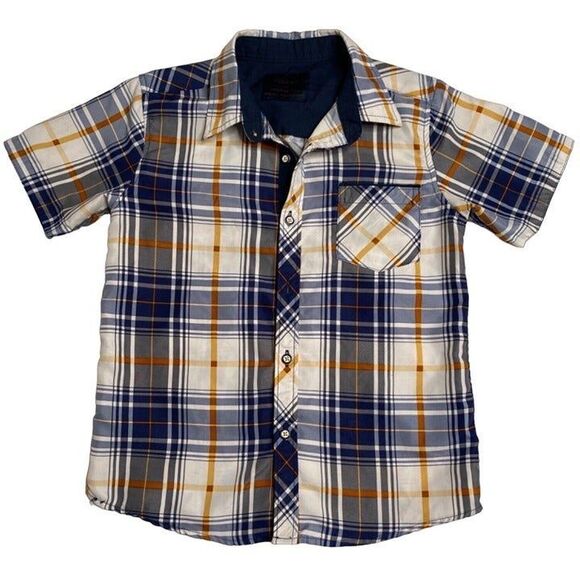 Nomad Boy Youth Size 6-L Short Sleeve Plaid Polo Button up Shirt - Picture 1 of 8